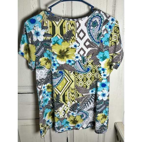 Jean-Pierre Klifa Top Sz L Floral Geometric Pattern - Picture 3 of 7